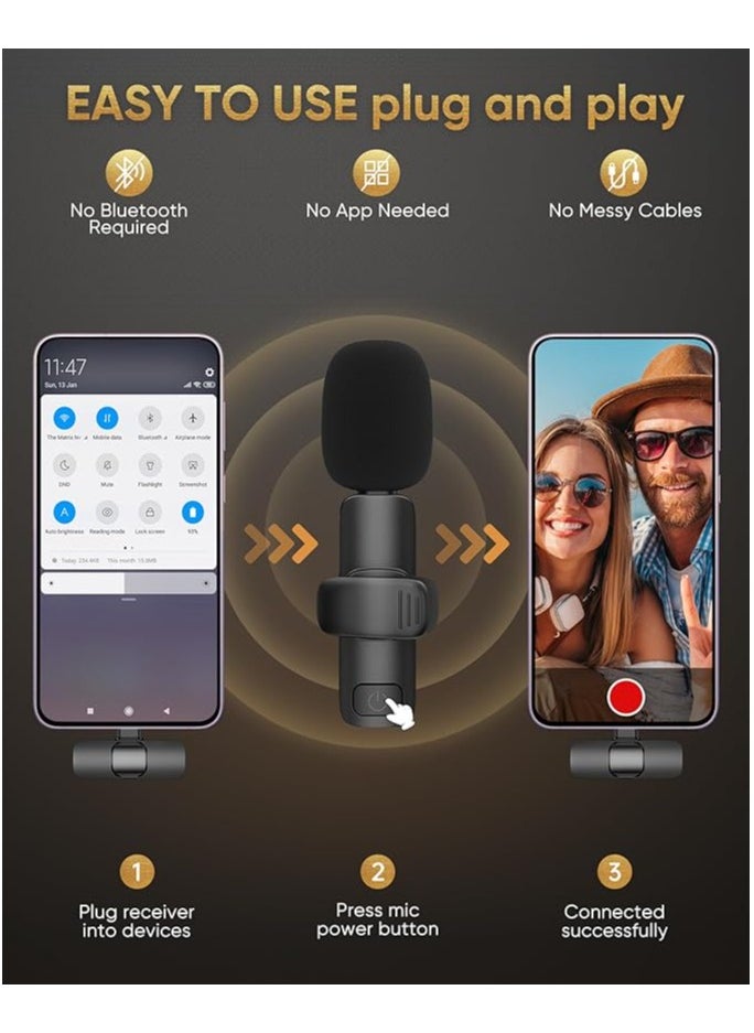 Generic Wireless Microphone, Dual Omnidirectional, Plug-and-Play, Compatible with iOS and Android, Ideal for Vlogging, Live Streaming, Interviewing, and Recording  - Image 3