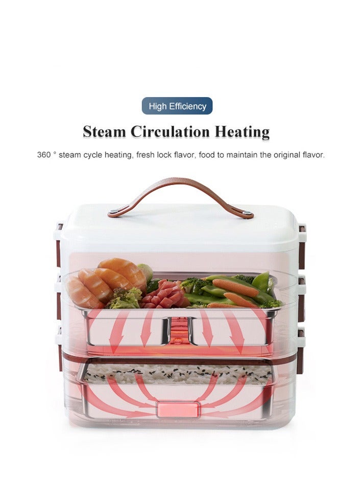 Portable Electric Lunch Box, Plug-in Heated Food Warmer, Double-Layer Stainless Steel Bento Box, Suitable for School, Work, and Travel - Image 3