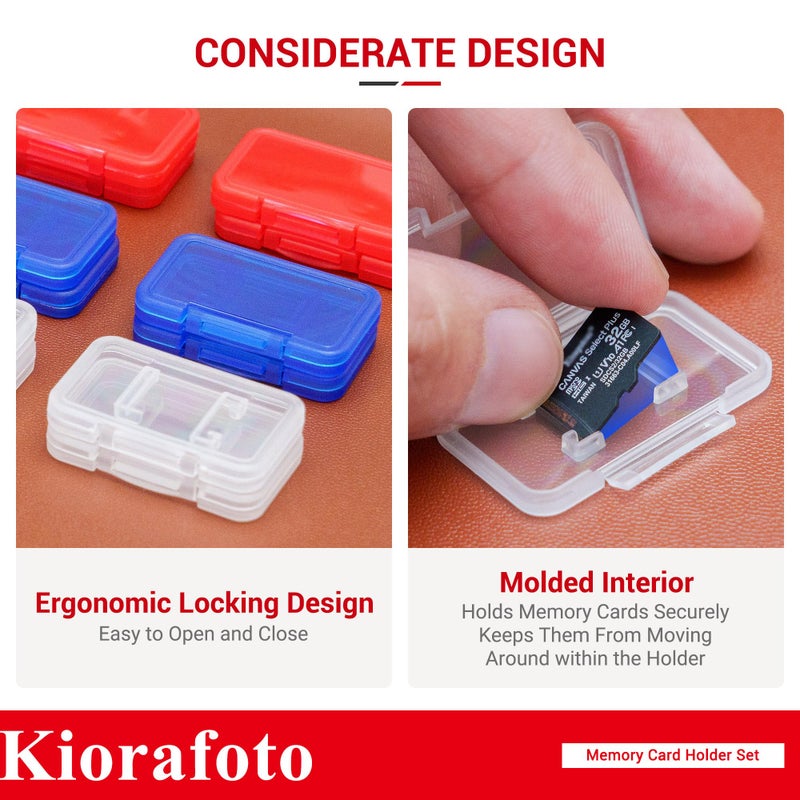 Kiorafoto 18 PCS Multi-Color Clear Plastic Memory Card Holder Case for 18 Micro SD SDXC SDHC TF Cards, Transparent MicroSD MSD Memory Card Case Storage Organizer with Labels - Image 5