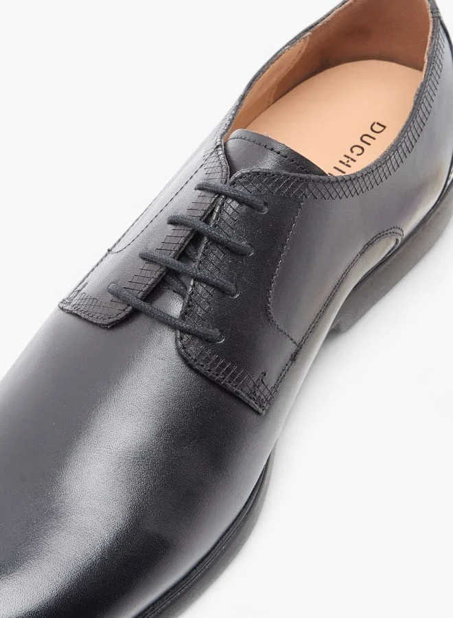 دوتشيني Men's Solid Derby Shoes with Lace-Up Closure