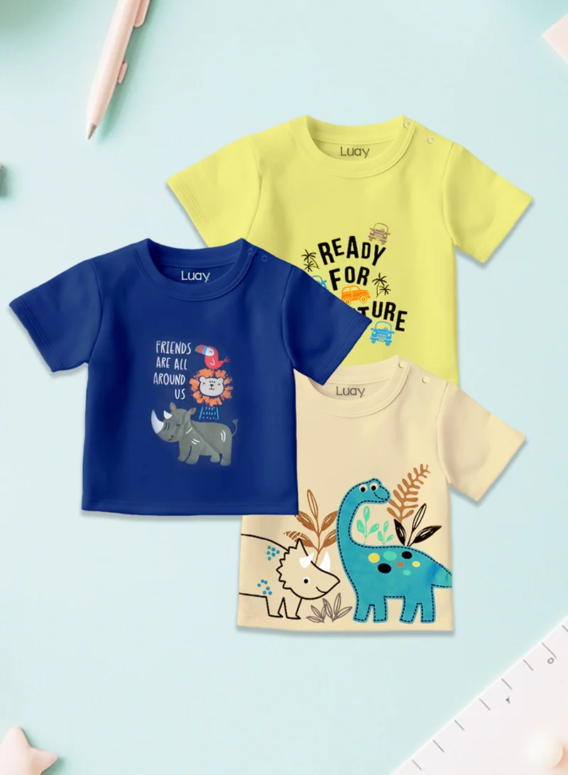 LUAY 100%  Cotton  T-Shirts for Boys & Girls Festive Short Sleeve Styles in Vibrant Colors and Patterns for Kids and Toddlers_Regular Fit