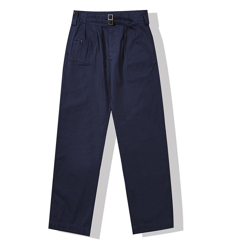 OKONKWO Retro British Army Gurkha Casual Pants Mens Loose Trousers Bermuda Pants British War Pants Ami Kaji 0901 dark blue 