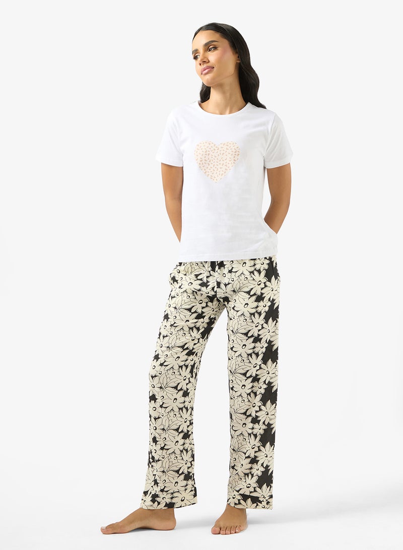 Ginger Cotton Relaxed Fit T-Shirt & Pyjama Set - Image 1