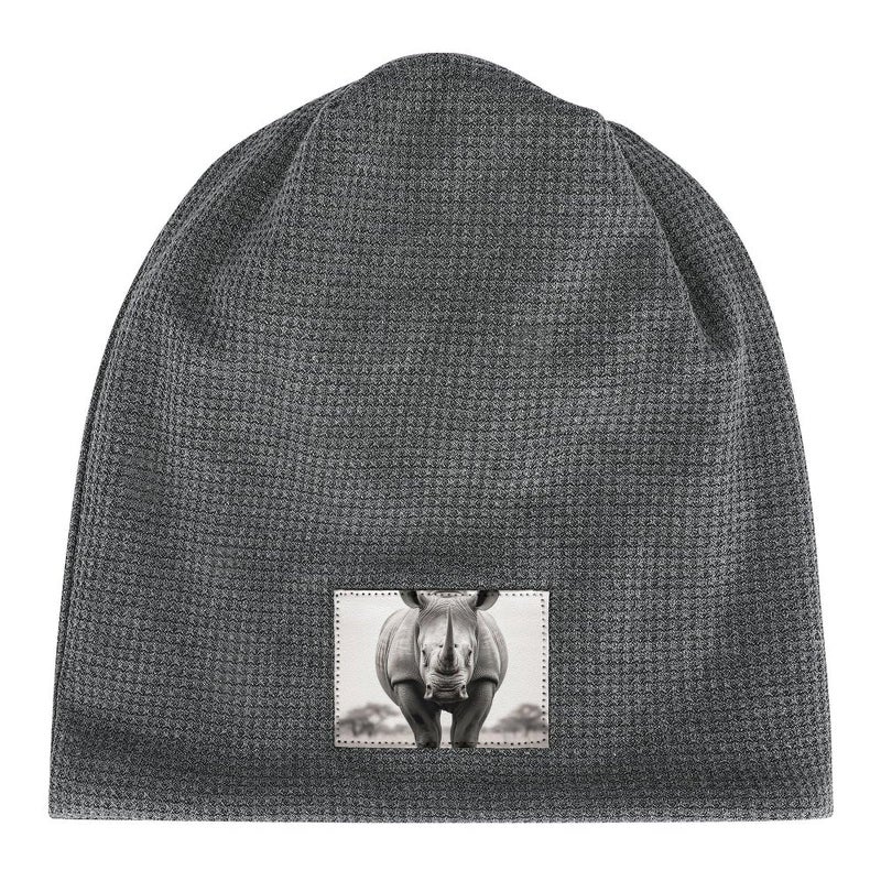 Dark Gray Animals Eating Grass Knit Beanie Winter Hat For Men And Women Soft Warm Cuffed Cap - Image 5