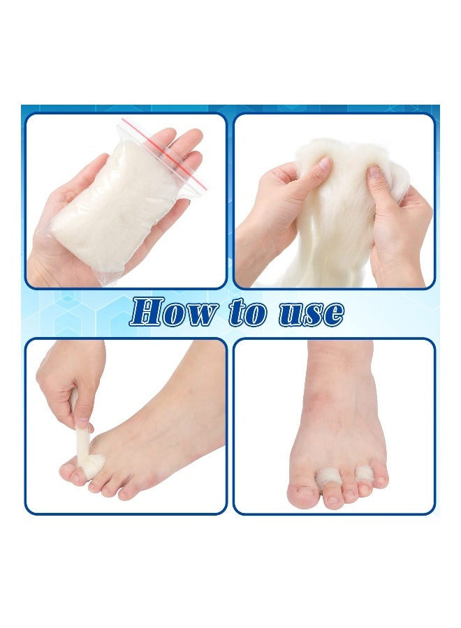 فاصل أصابع من صوف الحملان لراحة القدمين - وسادات مُبطنة لمنع الفقاعات، وتخفيف الضغط، وإزالة الكالو، وراحة أصابع القدم الملتوية - 8 قطع (3/8 أونصة) - Image 3