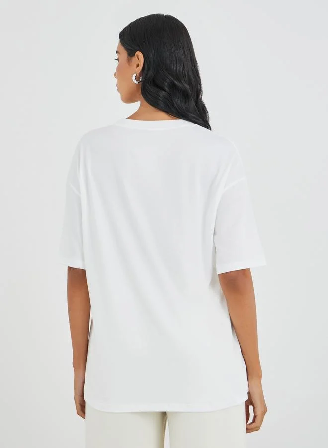 Take Two Take Two Graphic Print Round Neck Oversized T-Shirt