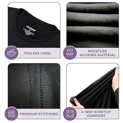 Rocky thermal underwear women long johns womens thermals top bottom set fleece lined under wear clothes base layer thermals (X-Small, Black, Standard Weight (185 GSM) - Image 3