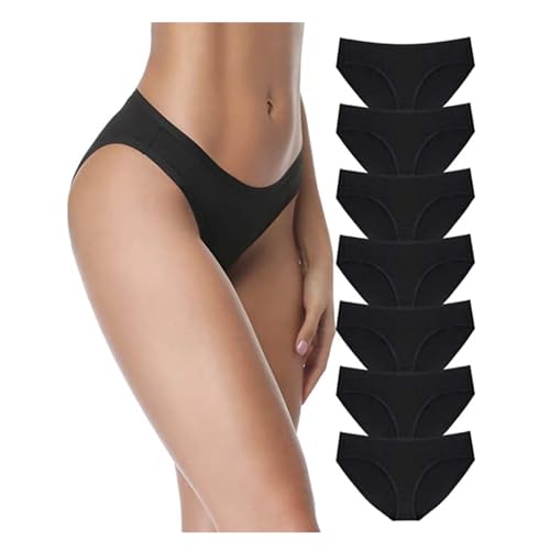 SIMIYA 7 Pack Womens Underwear Comfort Breathable Bikini Panties,Large Black - Image 1