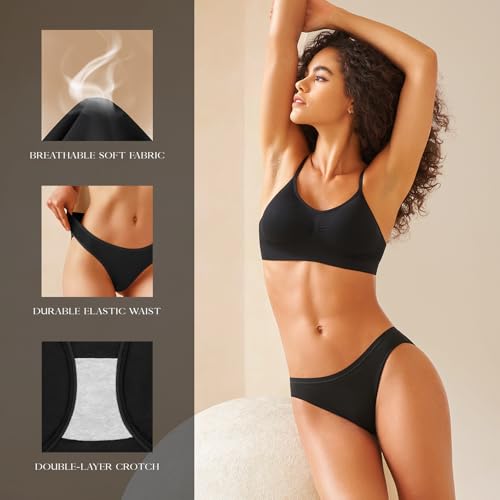 SIMIYA 7 Pack Womens Underwear Comfort Breathable Bikini Panties,Large Black - Image 5