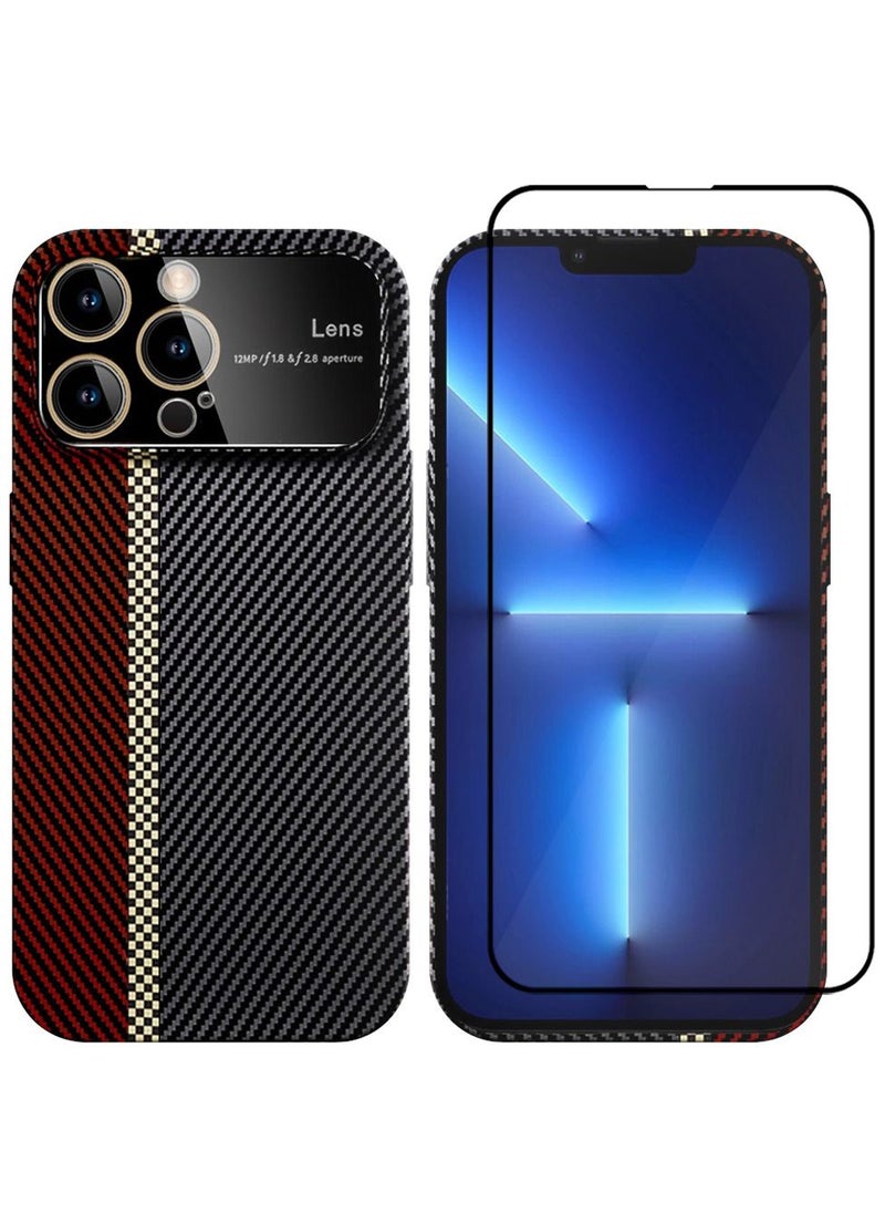 CATANES - 2 Packs Of iPhone 13 Pro Max Carbon Case Large Window Camera Protection and Screen Protector Unique Design Mixed Amazing Color Aramid Carbon Fiber Phone Case - Image 1