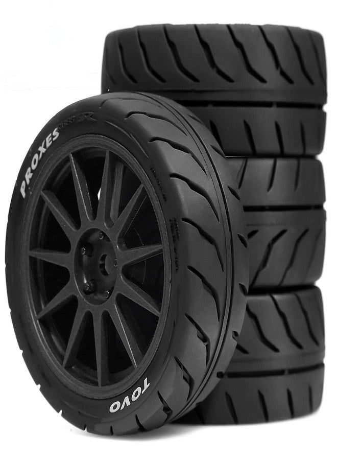 Chanjorlin 1/10 RC On Road Racing Tires and Wheels 12mm Hex OD 2.72'' RC Rally Street Tyres for 1:10 Scale Touring Drift Car Tamiya TT01 TT02 XV01 TA06 A959 PTG2 HPI KYOSHO HSP Traxxas 4PCS (Black) - Image 1