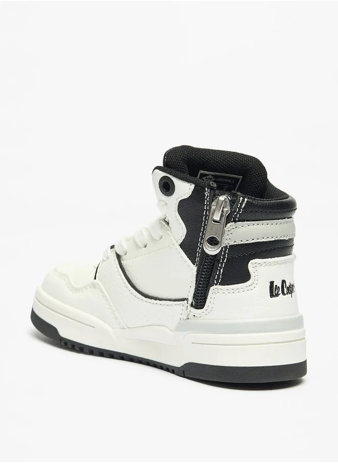 لي كوبر Boys' Panelled Hi-Top Sneakers with Lace-Up Closure