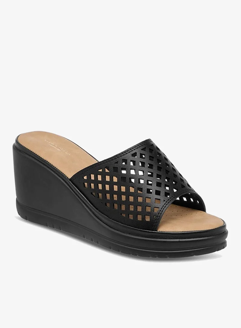 Flora Bella By Shoexpress Cutout Detail Slip-On Sandals with Wedge Heels