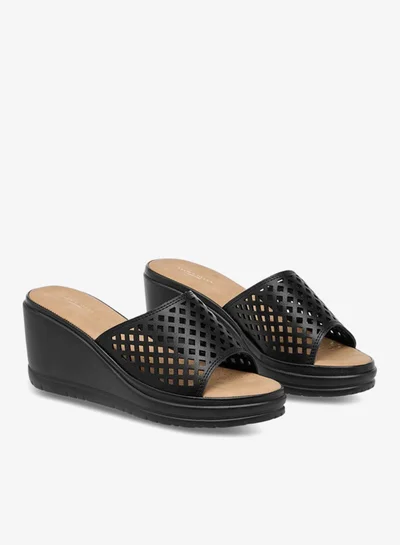 Flora Bella By Shoexpress Cutout Detail Slip-On Sandals with Wedge Heels