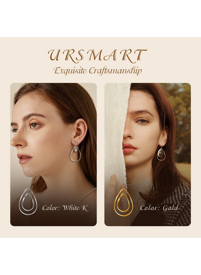 URSMART 72Pcs Teardrop Hoop Earrings For Jewelry Making Diy Crafts Beading Hoop Earring Making Necklace(Rose Gold & White K) (72Pcs White K/Kc Gold)  - Image 2
