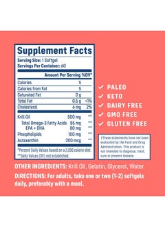 NativePath NativePath Antarctic Krill Oil - Wild-Caught Omega 3 Krill Oil 500mg Softgels with EPA, DHA and Astaxanthin - Omega 3 Supplement for Joint, Heart, Brain and Immunity - 60 ct - No Fishy Aftertaste  - Image 2