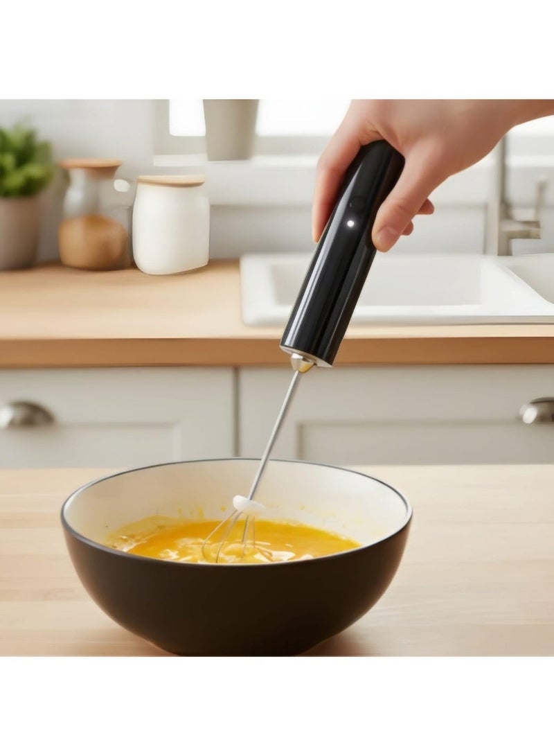 Hongxin Portable Milk Frother with 2 Stainless Steel Heads and 3 Speeds, Frothing Maker for Coffee, Latte, Cappuccino, Hot Chocolate, Matcha and Eggs (Black) - Image 2