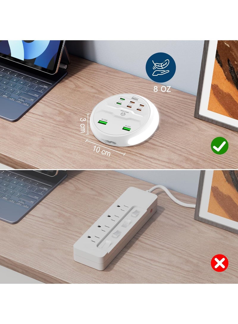 XICEN Power Strip for USB Port, 120W 8 Port Fast Charger with Night Light, 4 PD,2 USB-C,2 USB-A Port, Multiport Charging Station Hub, for iPhone Smart Phone Tablet Headphones - Image 5