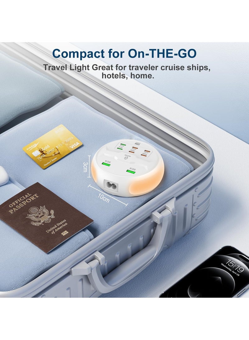 XICEN Power Strip for USB Port, 120W 8 Port Fast Charger with Night Light, 4 PD,2 USB-C,2 USB-A Port, Multiport Charging Station Hub, for iPhone Smart Phone Tablet Headphones - Image 4