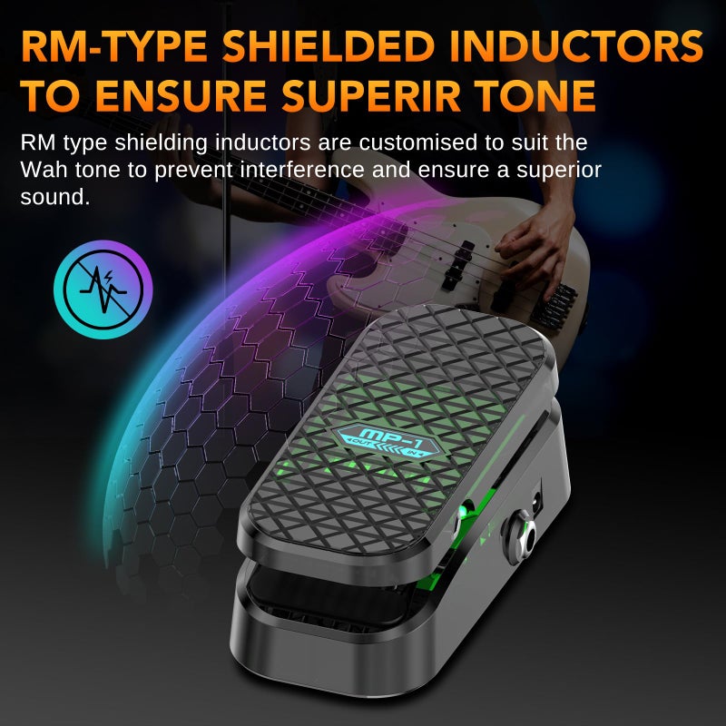 Lefiko Mini Volume & Wah Combo, Pure Analog Wah Effects and Active Volume Control Pedal for Electric Guitar, RM-Type Shielded Inductor for Superior Wah Tones, 23Â° Wide Angle Travel, LED Mode Indicator - Image 3