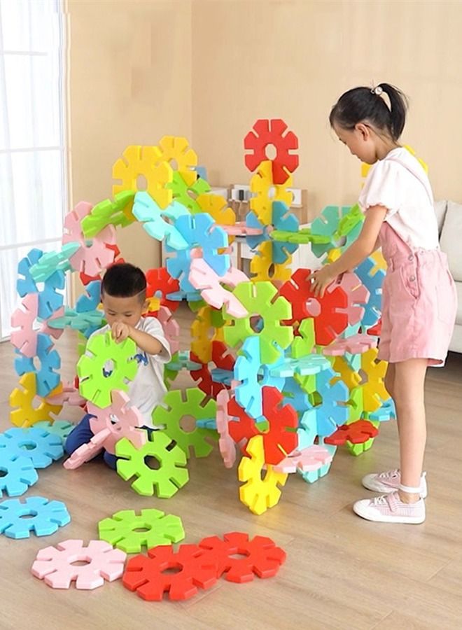 50pcs Education DIY Large Snowflake Building Block Toys Brick Set Preschool Play On The Ground For Kids  - Image 1