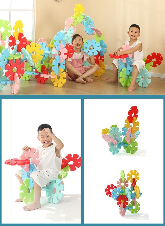 50pcs Education DIY Large Snowflake Building Block Toys Brick Set Preschool Play On The Ground For Kids  - Image 5