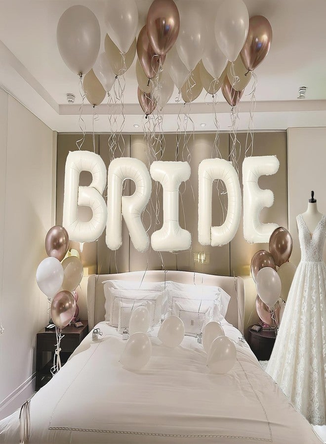 besttideyes 40 Inch BRIDE Balloons Pearl White Sand White and Champagne Gold Balloons With Huge Beige Cream BRIDE Balloon Letter For Bachelorette Barty Engagement Wedding Bridal Shower decorations - Image 2