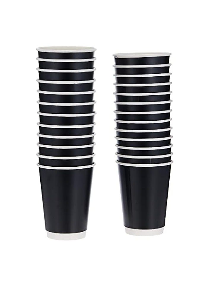 Green Tiger Disposable Double Wall Paper Coffee Cups 25-Pack, 12 oz Capacity, Black - Image 1