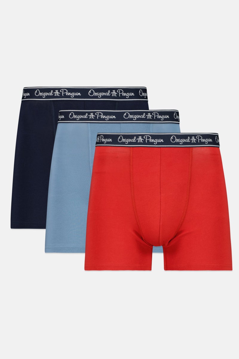 Original Penguin Men 3 Pieces Plain Boxer Briefs, Red  - Image 1