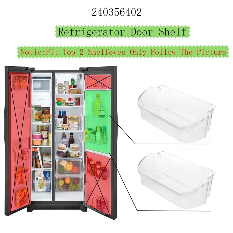 NelsMich Refrigerator Top Door Shelf FFSS2615TP0/1/2/3/4, FFSS2615TS0/1/2/3/5, FFSS2625TS0/1/2/3/5, LGHX2636TF0/4/5, FFSS2615TE0/1/2/3/4, LFSS2612TF0/1/2/3/4 for Frigidaire - Door Bin Replacement.(2-PACK) - Image 2
