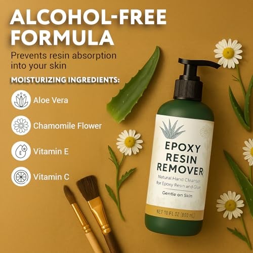 Escentile [10oz] Epoxy Resin Cleaner/Remover - Natural Hand Cleaner, Gentle & Moisturizing, For Artists & Resiners, Magically Removes Uncured Resin, Glue, & Paint from Skin, Tools, Molds, Work Surfaces, & More - Image 2