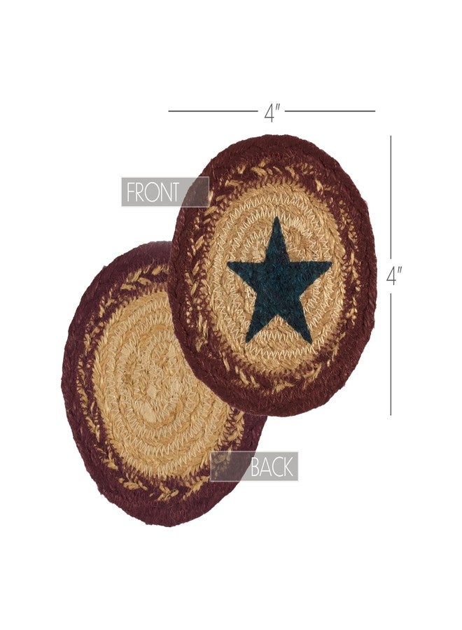 في أتش سي براندز مجموعة قواعد أكواب دائرية من الجوت المزخرف من ماركة VHC Brands Potomac Star، مكونة من 6 قطع، لون بني طبيعي - Image 4