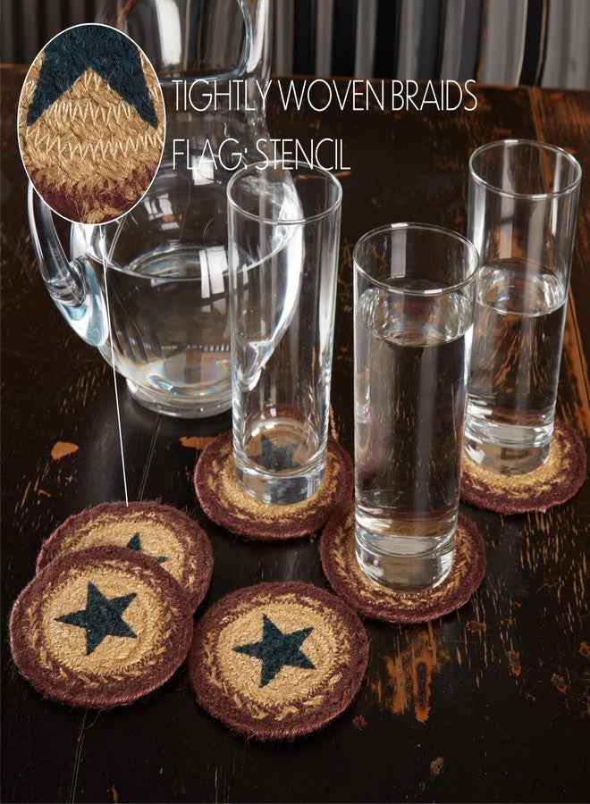 في أتش سي براندز مجموعة قواعد أكواب دائرية من الجوت المزخرف من ماركة VHC Brands Potomac Star، مكونة من 6 قطع، لون بني طبيعي - Image 5