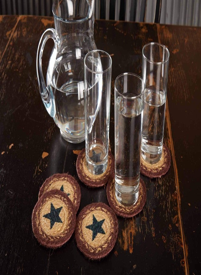 في أتش سي براندز مجموعة قواعد أكواب دائرية من الجوت المزخرف من ماركة VHC Brands Potomac Star، مكونة من 6 قطع، لون بني طبيعي - Image 2
