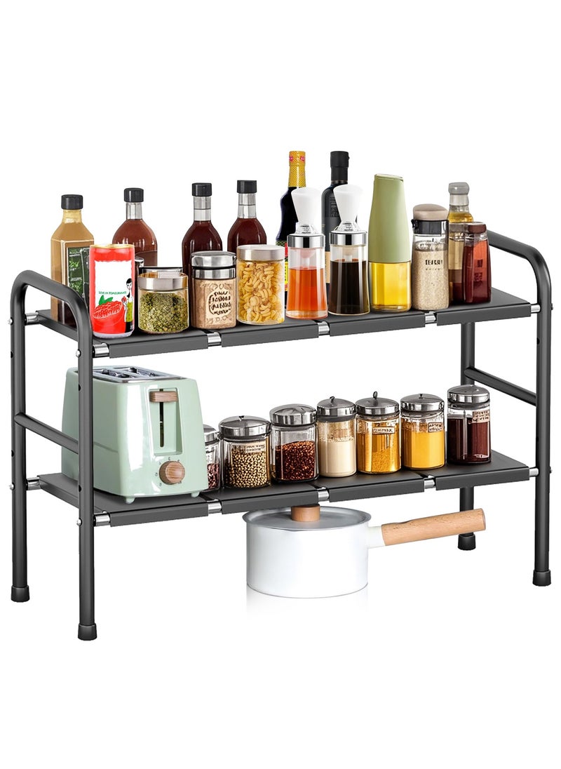 HomarKet Under Sink Kitchen Rack Expandable Cabinet Shelf Organizer Rack with Removable Panels for Kitchen Bathroom Storage Black  - Image 5