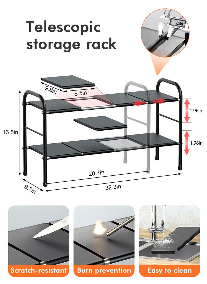 HomarKet Under Sink Kitchen Rack Expandable Cabinet Shelf Organizer Rack with Removable Panels for Kitchen Bathroom Storage Black  - Image 3