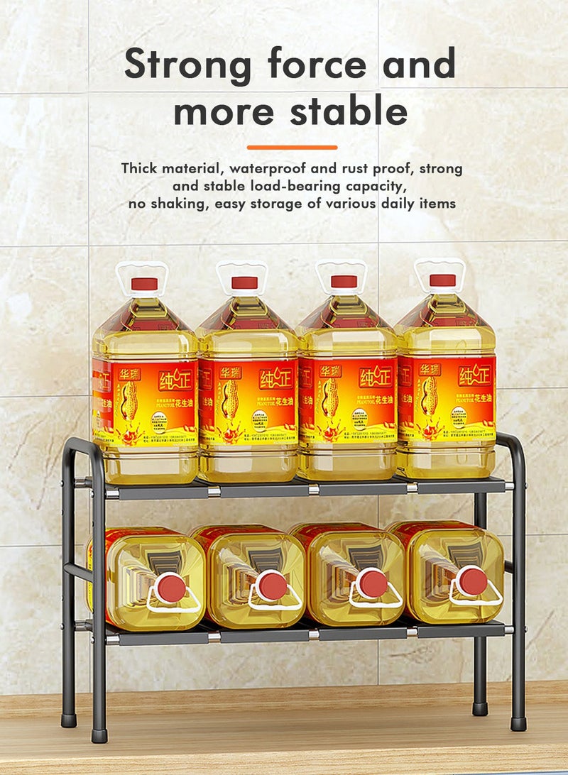 Under Sink Kitchen Rack Expandable Cabinet Shelf Organizer Rack with Removable Panels for Kitchen Bathroom Storage Black