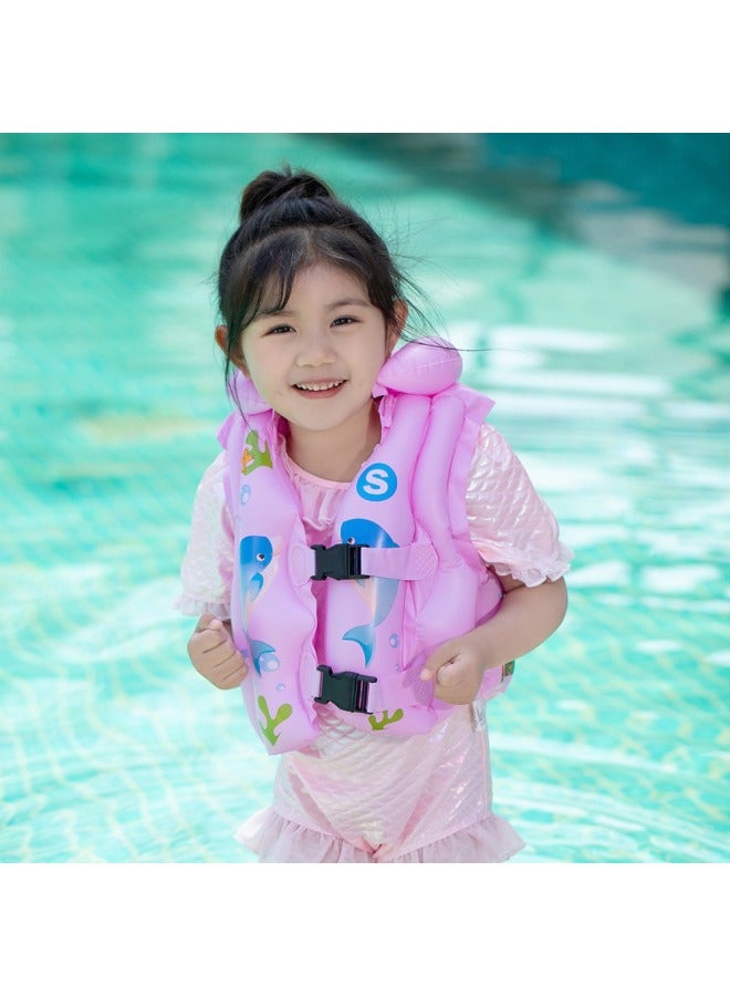 Ocean World Thickened Children's Life Jacket Swimsuit Children's Inflatable Vest Buoyancy Swimsuit Inflatable PVC-Color:Robot Swimsuit Size L 6-8 Years Old