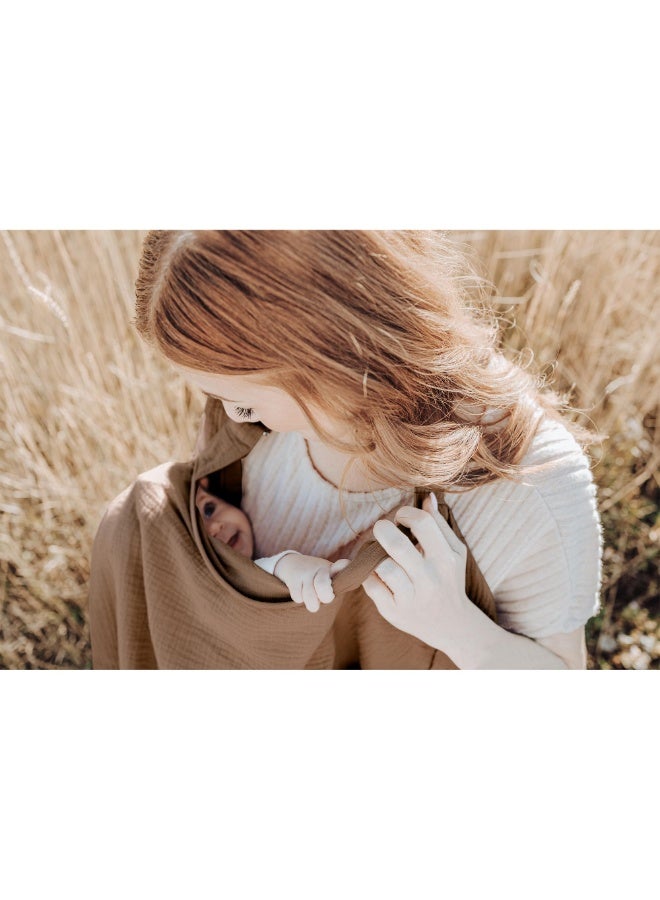 Muslin Nursing Cover for Breastfeeding, 100% Cotton Breathable with Rigid Hoop, Brown - Image 4