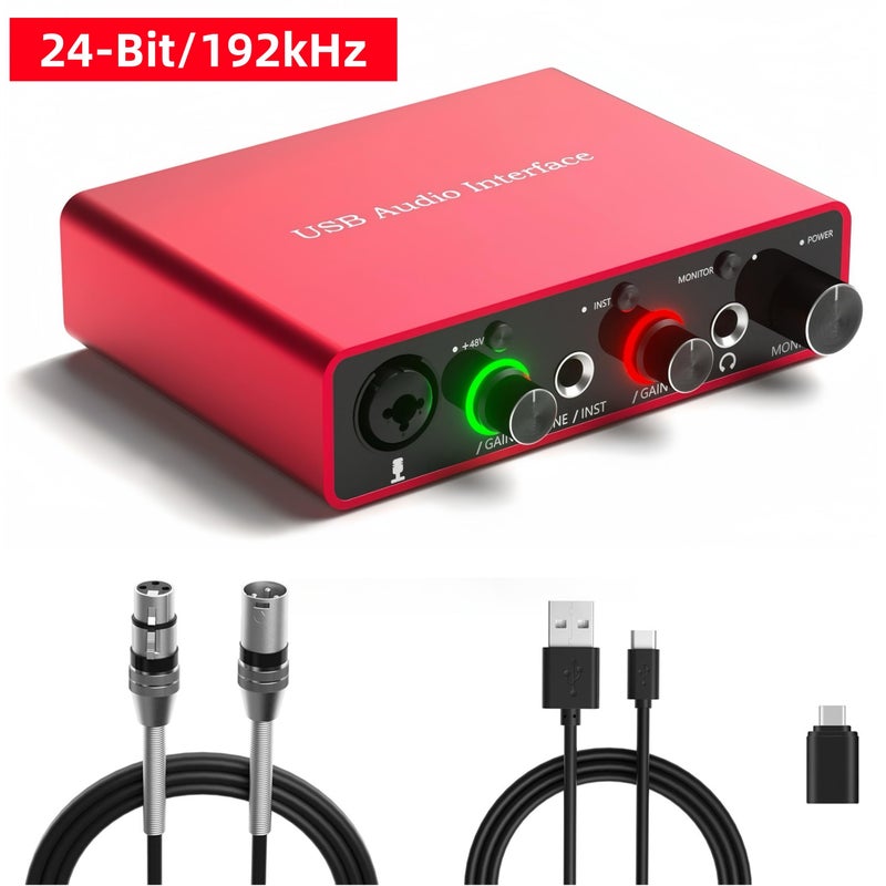 VQP USB Audio Interface for PC, 48V Phantom Power Audio Interface for Computer Recording Music, Podcasting, and Streaming, 24-Bit/192kHz, XLR & 1/4â€ Combo Connectors, LINE/INST Input - Image 2