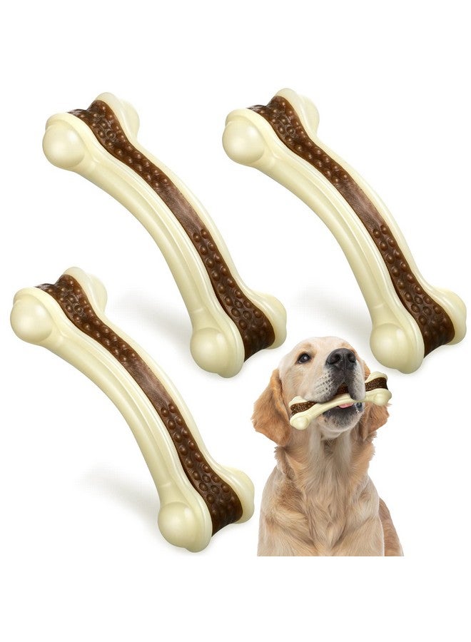 Sosation 3 Pack Chew Toys For Aggressive Chewers, Bone Toys Nylon Beef Flavor Dog Teething Toys For Large/Medium/Small Puppies Breeds(Large, Curved Bone) - Image 1