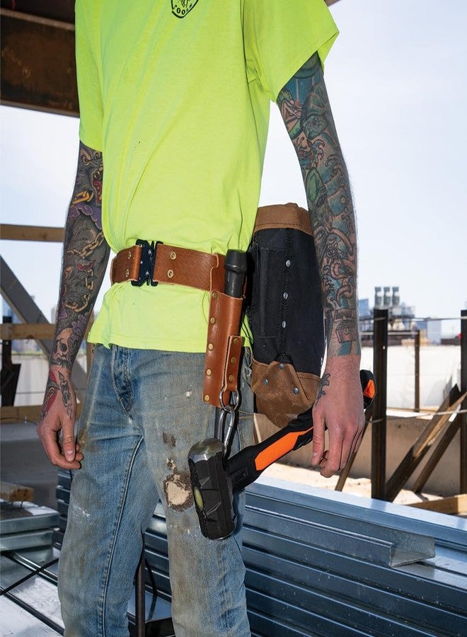 Klein Tools 5826M Leather Tool Belt with Quick-Release Buckle, 28-Inch to 36-Inch Waists, Medium - Image 2