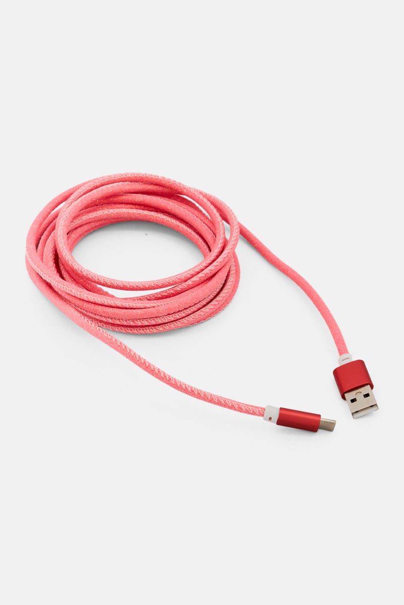 Bershka Lightning  Glittered USB Data Cable, Orange - Image 1