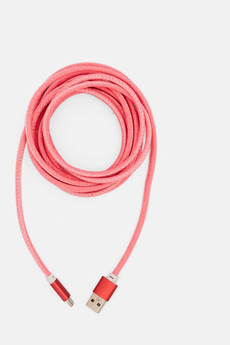 Bershka Lightning  Glittered USB Data Cable, Orange - Image 2