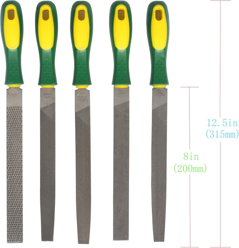 ASNOMY Heavy Duty 8“ Steel File and Rasp Set with Rubber Handles，High Carbon Steel Rasp & Flat Metal File for Wood, Metal, Steel, Plastic - Image 3