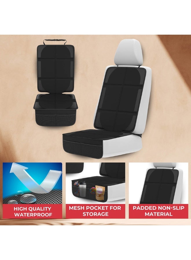 واقٍ لمقعد الطفل الجامع للسيارة ‒ حصيرة مثبتة غير قابلة للانزلاق مع جيوب شبكية ‒ حماية من الانسكابات وبراثن الحيوانات لطفلك الرضيع أو الصغير بأمان - Image 4