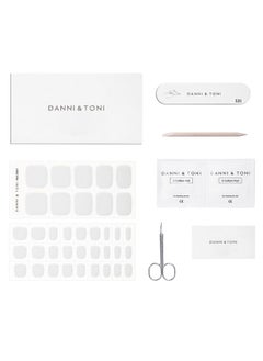 DANNI & TONI Semi Cured Gel Toenail Strips White (White Topaz) Gel Toenail Stickers Glazed Pedi Strips 37 Stickers  - Image 4