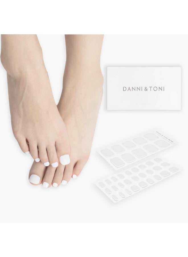 DANNI & TONI Semi Cured Gel Toenail Strips White (White Topaz) Gel Toenail Stickers Glazed Pedi Strips 37 Stickers - Image 5