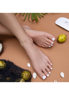 DANNI & TONI Semi Cured Gel Toenail Strips White (White Topaz) Gel Toenail Stickers Glazed Pedi Strips 37 Stickers  - Image 2