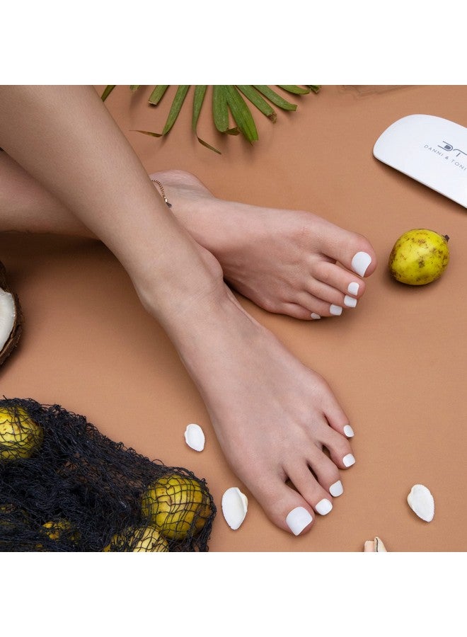 DANNI & TONI Semi Cured Gel Toenail Strips White (White Topaz) Gel Toenail Stickers Glazed Pedi Strips 37 Stickers - Image 2